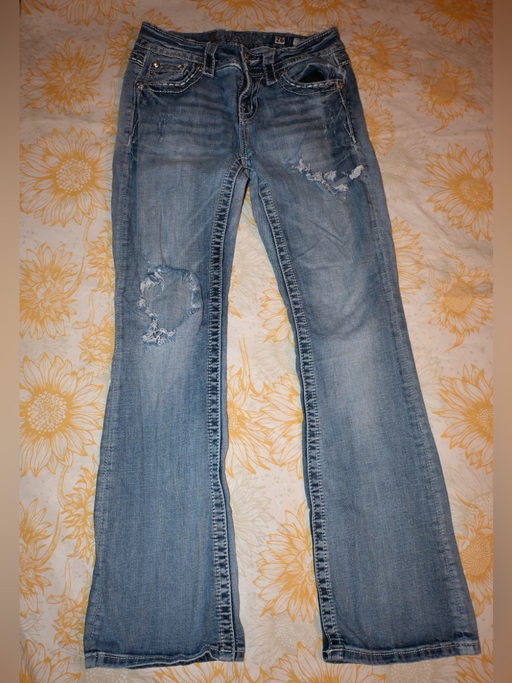 Miss Me Light Blue Distressed Flare Jeans